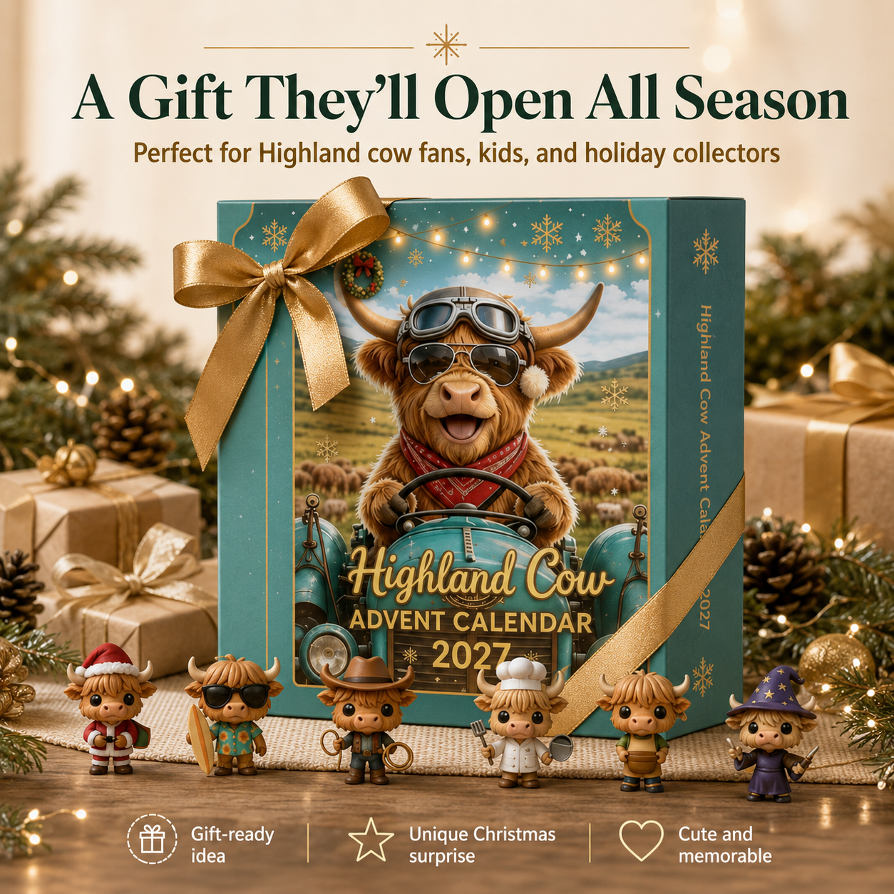 Highland Cow Advent Calendar Christmas gift