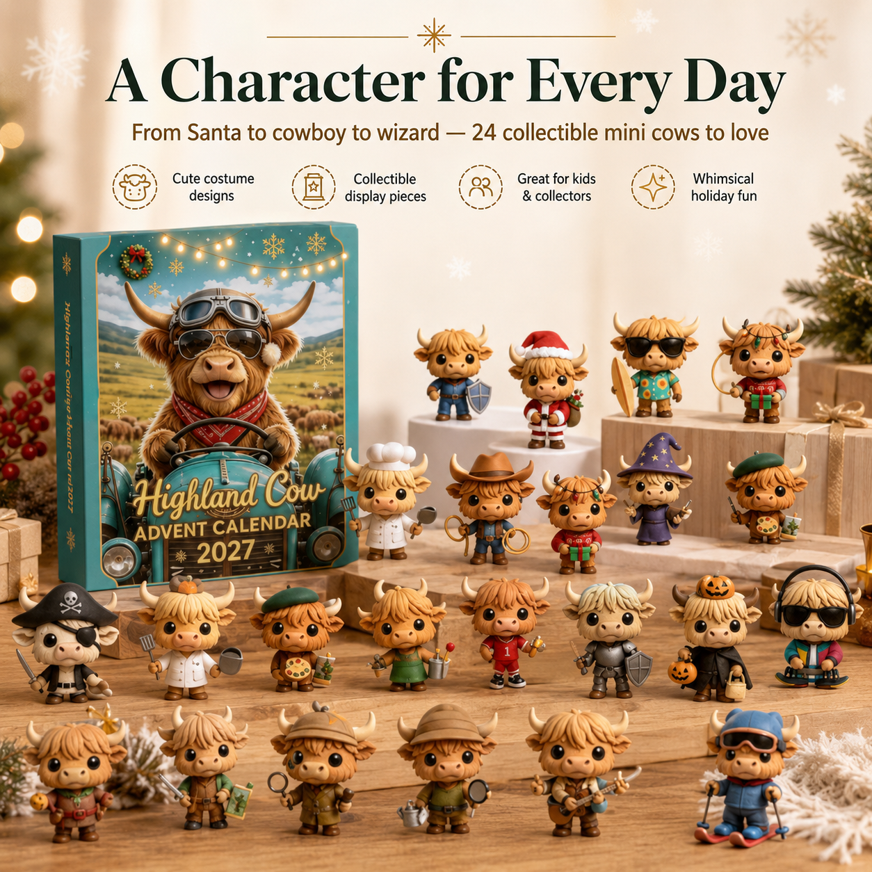 24 Highland cow collectible character designs