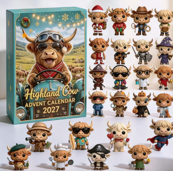 Highland Cow Advent Calendar complete character assortment