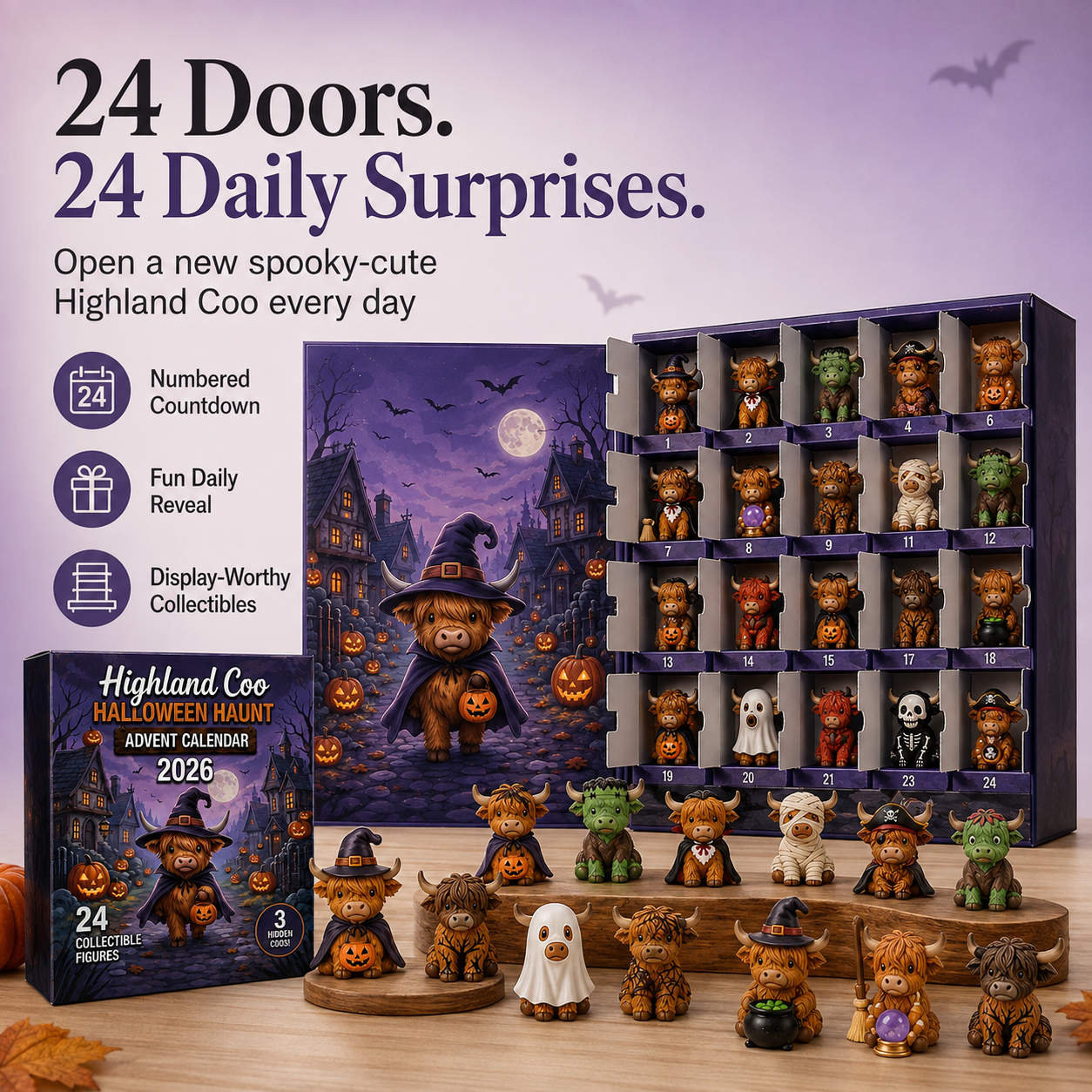 24 doors and 24 daily Highland Coo Halloween surprises